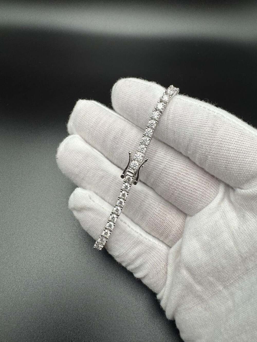 925 Sterling Silver Moissanite Tennis Bracelet 3mm 6.5" D VVS1 GRA Women's
